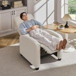 Ivory Fabric Adjustable Recliner Sofa Chair