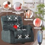 Swivel Rocker Recliner Chair with Massage & Heat