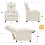 Ivory Fabric Adjustable Recliner Sofa Chair