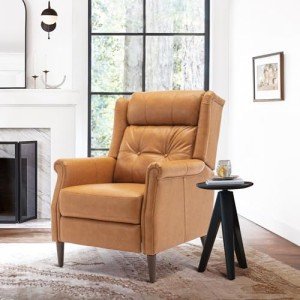 Light Brown Faux Leather Pushback Recliner Chair