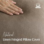 Set of 2 Boho Linen Fringe Throw Pillow Covers