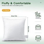 Set of 4 Soft 18x18 Throw Pillow Inserts