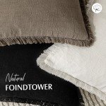 Set of 2 Boho Linen Fringe Throw Pillow Covers