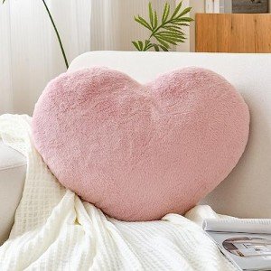Soft Dusty Pink Heart Shaped Throw Pillow