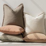 Set of 2 Boho Linen Fringe Throw Pillow Covers