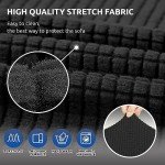 Black Checked Stretch Loveseat Sofa Cover for Kids