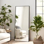 Full Length Black Floor Mirror with Stand 56"x19