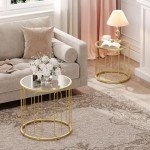 Gold Accent Small Coffee Table Set of 2