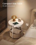 Modern Round Side Table with Charging Station