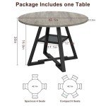 Jocoevol 42-Inch Round Dining Table for 4