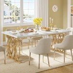 Tribesigns 63" Modern Faux Marble Dining Table