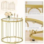 Gold Accent Small Coffee Table Set of 2