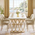 Tribesigns 63" Modern Faux Marble Dining Table