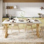 Tribesigns 63" Modern Faux Marble Dining Table