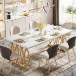 Tribesigns 63" Modern Faux Marble Dining Table