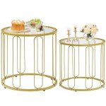 Gold Accent Small Coffee Table Set of 2