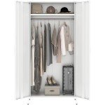 MIOCASA Stylish Metal Wardrobe with Hanging Rod