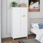 MIOCASA Stylish Metal Wardrobe with Hanging Rod