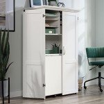 Soft White Craft & Sewing Storage Armoire