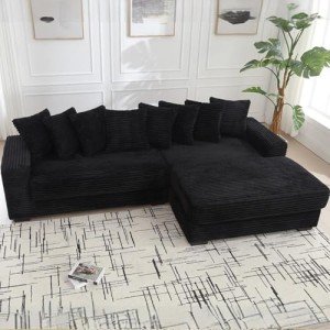 Modern L-Shaped Sectional Sofa with Chaise and Pillows