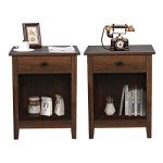 Set of 2 Wooden Nightstands with Drawers