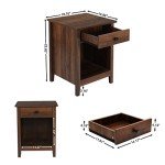 Set of 2 Wooden Nightstands with Drawers
