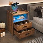 LED Nightstand with Charging Station and RGB Lights
