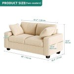 Beige 60" Comfy Chenille Sofa Couch with Storage