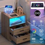 LED Nightstand with Charging Station and RGB Lights