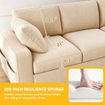 Beige 60" Comfy Chenille Sofa Couch with Storage