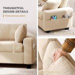 Beige 60" Comfy Chenille Sofa Couch with Storage