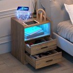 LED Nightstand with Charging Station and RGB Lights