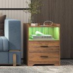 LED Nightstand with Charging Station and RGB Lights