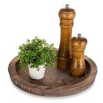 Rustic Wooden Round Serving Tray for Home Decor