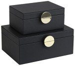 HofferRuffer Black Faux Leather Jewelry Box Set