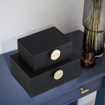 HofferRuffer Black Faux Leather Jewelry Box Set