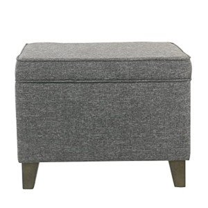 Grey Medium Square Storage Ottoman with Hinged Lid