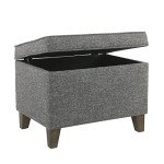 Grey Medium Square Storage Ottoman with Hinged Lid