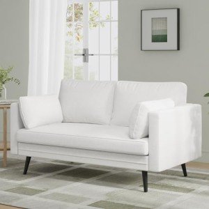 Novilla 66" Cream Fabric Loveseat Sofa