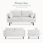 Novilla 66" Cream Fabric Loveseat Sofa