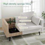 Novilla 66" Cream Fabric Loveseat Sofa