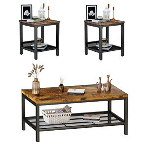 Rustic Brown 3-Piece Industrial Coffee Table Set