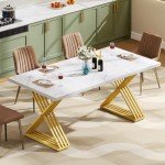 Modern White Rectangular Dining Table for 6-8