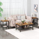 Rustic Brown 3-Piece Industrial Coffee Table Set