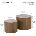 Modern Walnut Nesting Coffee Table Set of 2