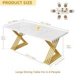 Modern White Rectangular Dining Table for 6-8
