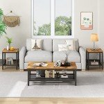 Rustic Brown 3-Piece Industrial Coffee Table Set