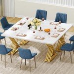 Modern White Rectangular Dining Table for 6-8