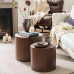 Modern Walnut Nesting Coffee Table Set of 2