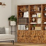 Industrial Floor Standing Bookshelf with Doors, 6 Shelves